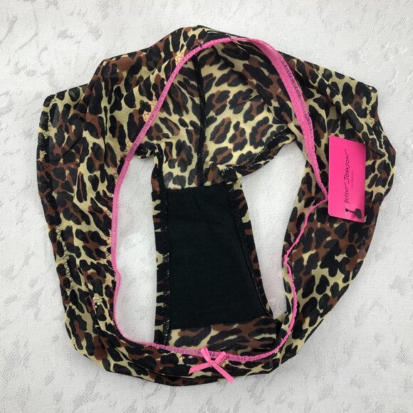 Betsey Johnson Intimates Cheetah Print Cheekini Mesh Panties with Embellishments - Picture 8 of 12
